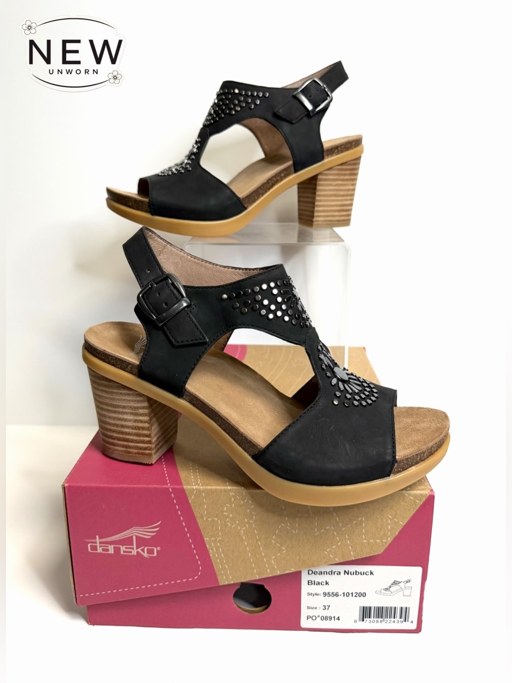 NEW Dansko Deandra Nubuck Black Heel Size EU 37 in Original Box